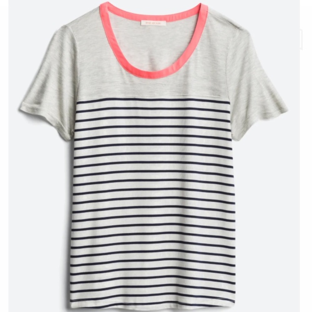 Skies Are Blue Gray and Pink Striped Short Sleeve Tee